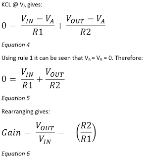 inverting amplifier equations